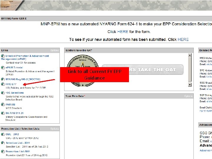 Link to all Current FY EPP Guidance As of 08 September 2013 POC: SFC