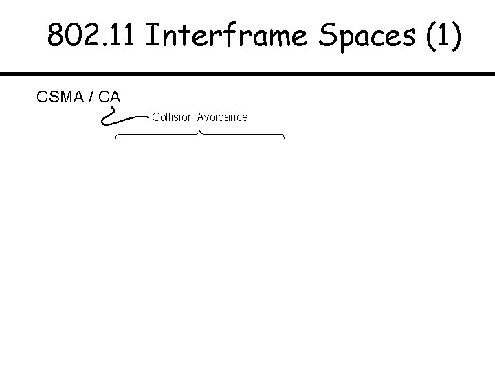 802. 11 Interframe Spaces (1) CSMA / CA Collision Avoidance 
