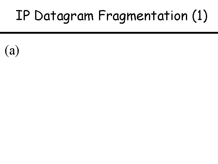 IP Datagram Fragmentation (1) (a) 