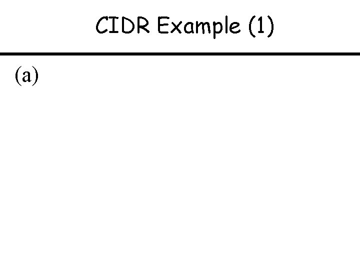 CIDR Example (1) (a) 