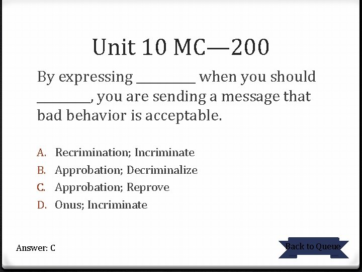 Unit 10 MC— 200 By expressing _____ when you should _____, you are sending