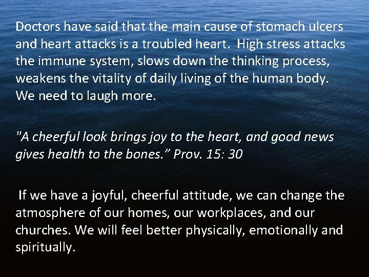Doctors have said that the main cause of stomach ulcers and heart attacks is Doctors have said that the main cause of stomach ulcers and heart attacks is