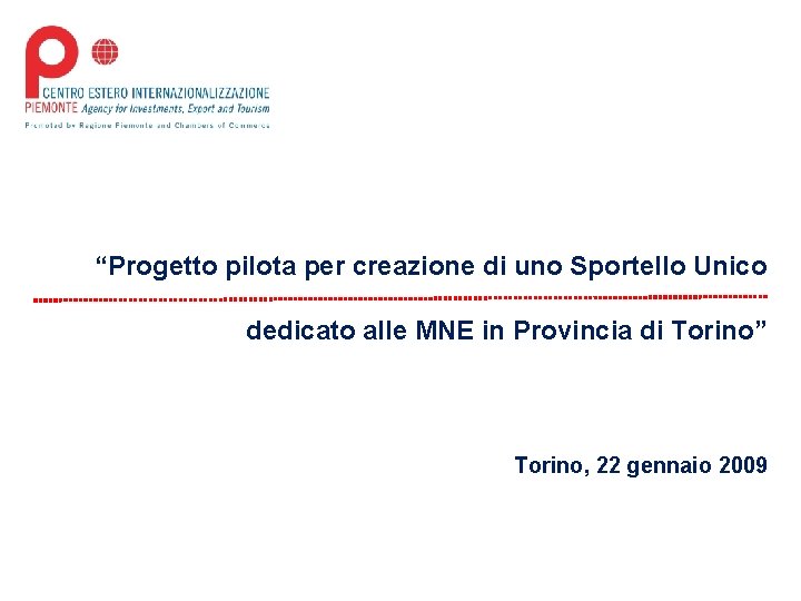 “Progetto pilota per creazione di uno Sportello Unico dedicato alle MNE in Provincia di