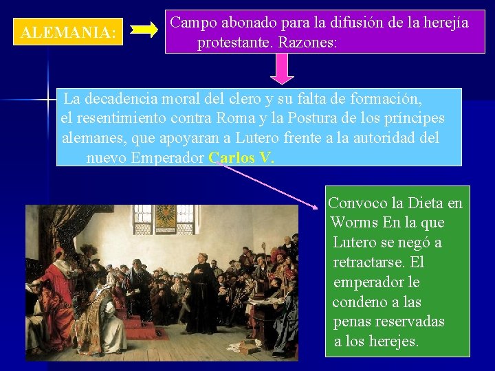 ALEMANIA: Campo abonado para la difusión de la herejía protestante. Razones: La decadencia moral