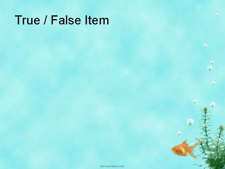 True / False Item 