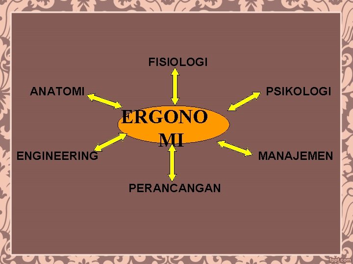 FISIOLOGI ANATOMI ENGINEERING PSIKOLOGI ERGONO MI PERANCANGAN MANAJEMEN 