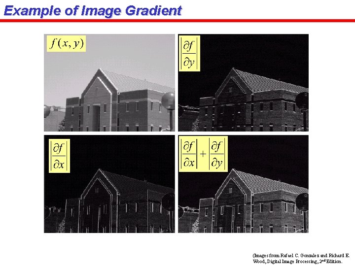 Example of Image Gradient (Images from Rafael C. Gonzalez and Richard E. Wood, Digital