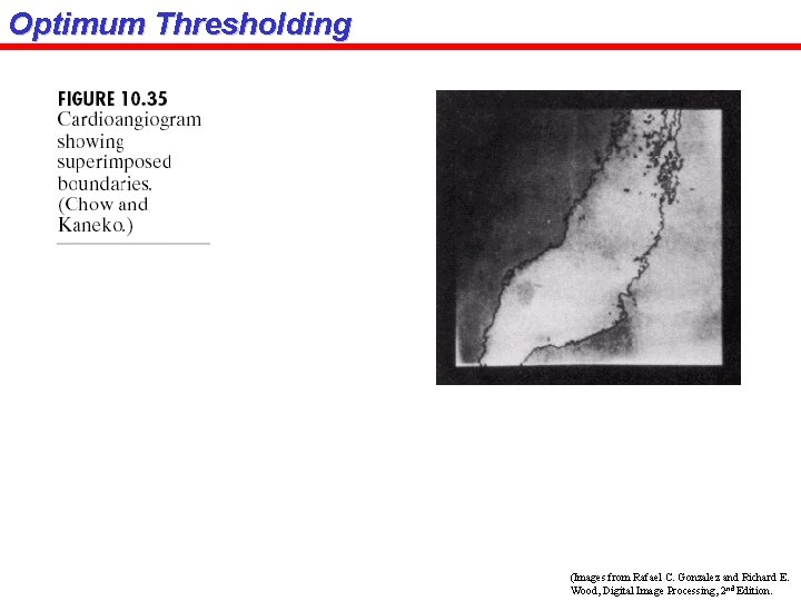 Optimum Thresholding (Images from Rafael C. Gonzalez and Richard E. Wood, Digital Image Processing,