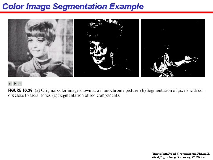 Color Image Segmentation Example (Images from Rafael C. Gonzalez and Richard E. Wood, Digital