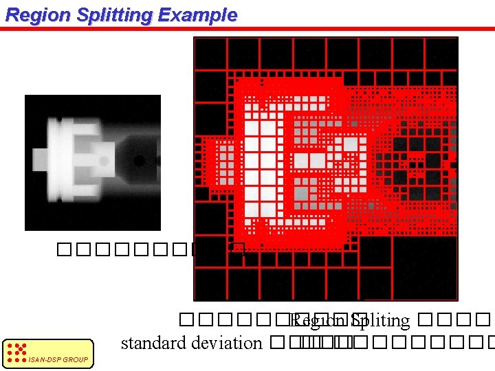 Region Splitting Example ���������� Region Spliting ����� standard deviation ��� ����� ISAN-DSP GROUP 