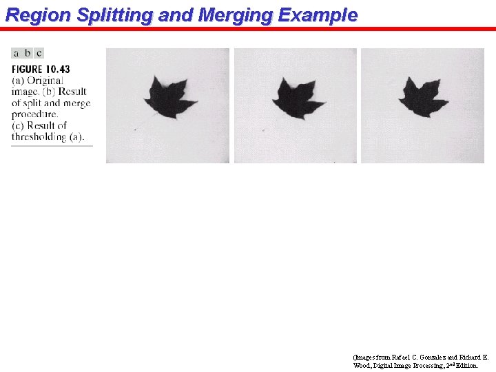 Region Splitting and Merging Example (Images from Rafael C. Gonzalez and Richard E. Wood,