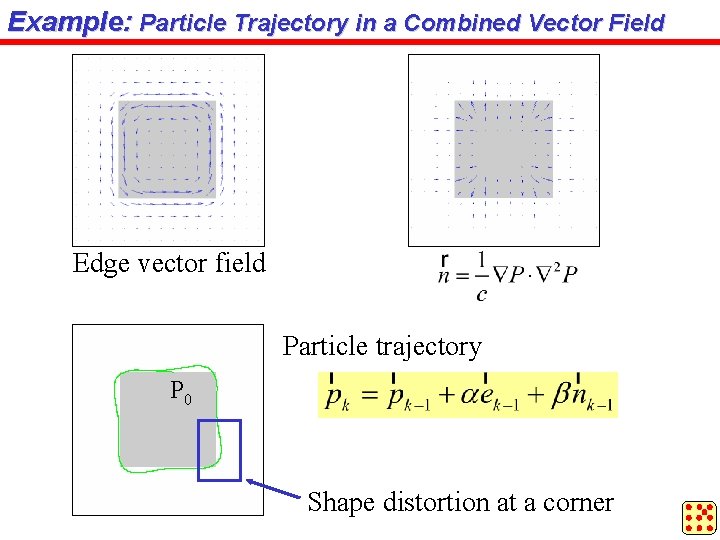 Example: Particle Trajectory in a Combined Vector Field Edge vector field Particle trajectory P