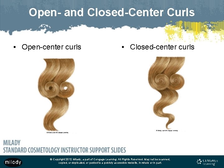 Open- and Closed-Center Curls • Open-center curls • Closed-center curls © Copyright 2012 Milady,