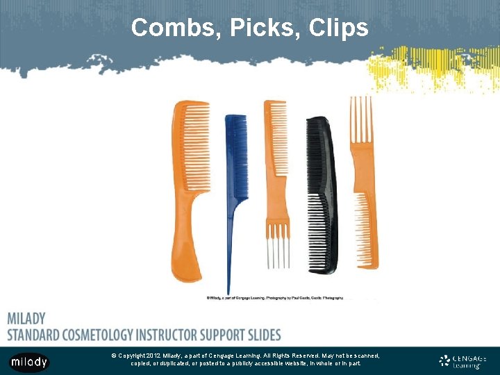 Combs, Picks, Clips © Copyright 2012 Milady, a part of Cengage Learning. All Rights