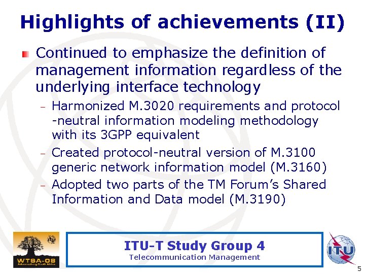 Highlights of achievements (II) Continued to emphasize the definition of management information regardless of