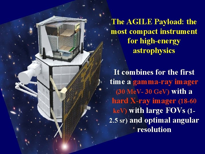 The AGILE Payload: the most compact instrument for high-energy astrophysics It combines for the