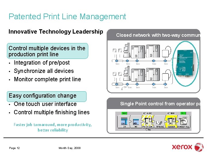 Patented Print Line Management Innovative Technology Leadership Control multiple devices in the production print