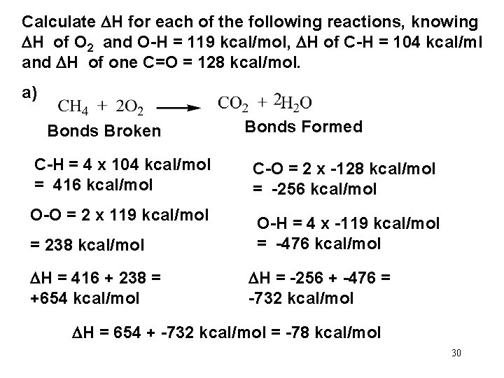 Calculate H for each of the following reactions, knowing H of O 2 and