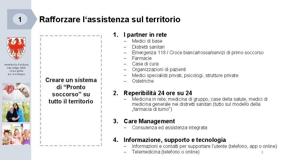 1 Rafforzare l‘assistenza sul territorio 1. I partner in rete Assistenza Sanitaria Alto Adige