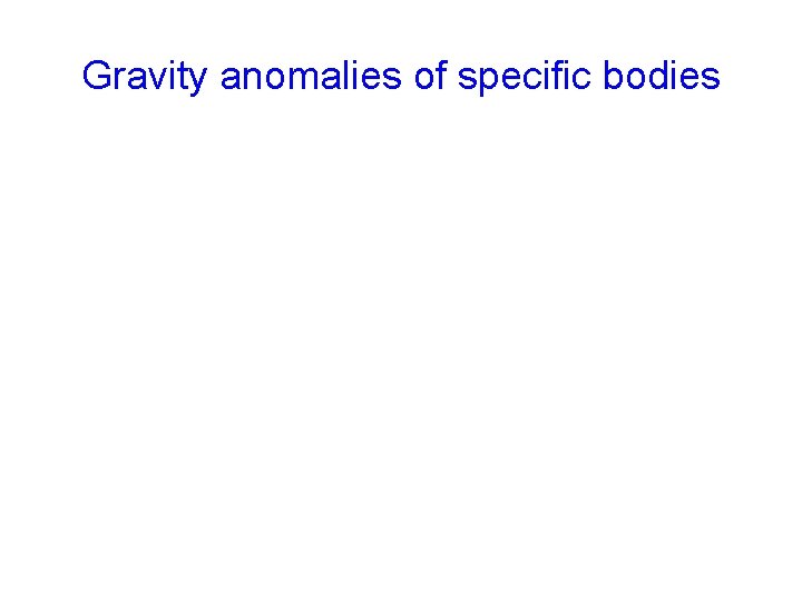 Gravity anomalies of specific bodies 