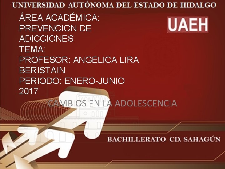 ÁREA ACADÉMICA: PREVENCION DE ADICCIONES TEMA: PROFESOR: ANGELICA LIRA BERISTAIN PERIODO: ENERO-JUNIO 2017 CAMBIOS