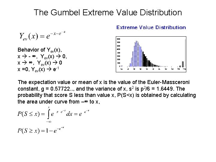 The Gumbel Extreme Value Distribution Behavior of Yev(x), x - ∞, Yev(x) 0, x