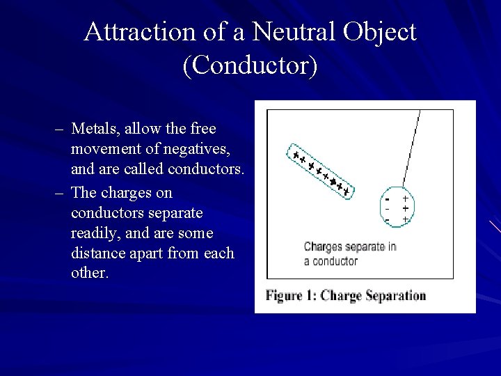 Attraction of a Neutral Object (Conductor) – Metals, allow the free movement of negatives,