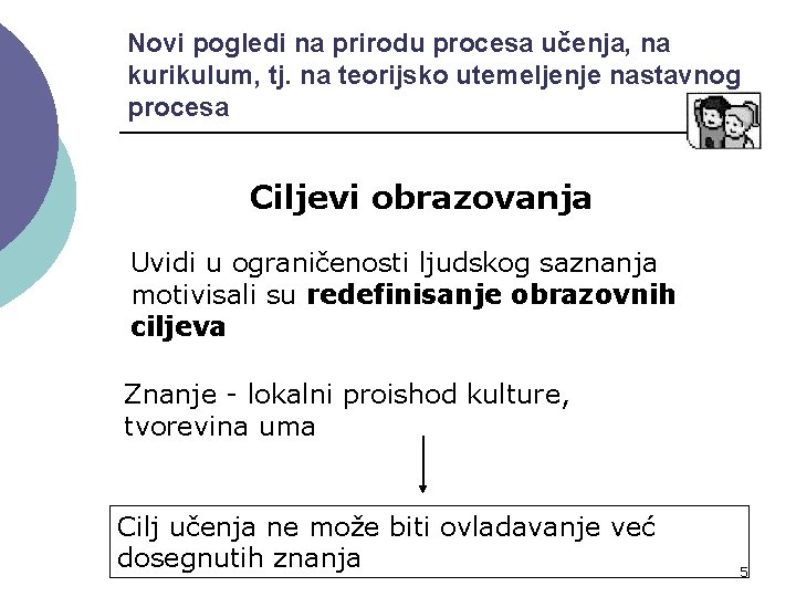 Novi pogledi na prirodu procesa učenja, na kurikulum, tj. na teorijsko utemeljenje nastavnog procesa