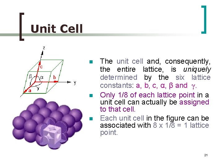 Unit Cell n n n The unit cell and, consequently, the entire lattice, is