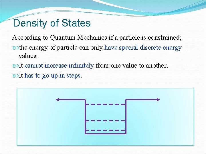 Density of States According to Quantum Mechanics if a particle is constrained; the energy