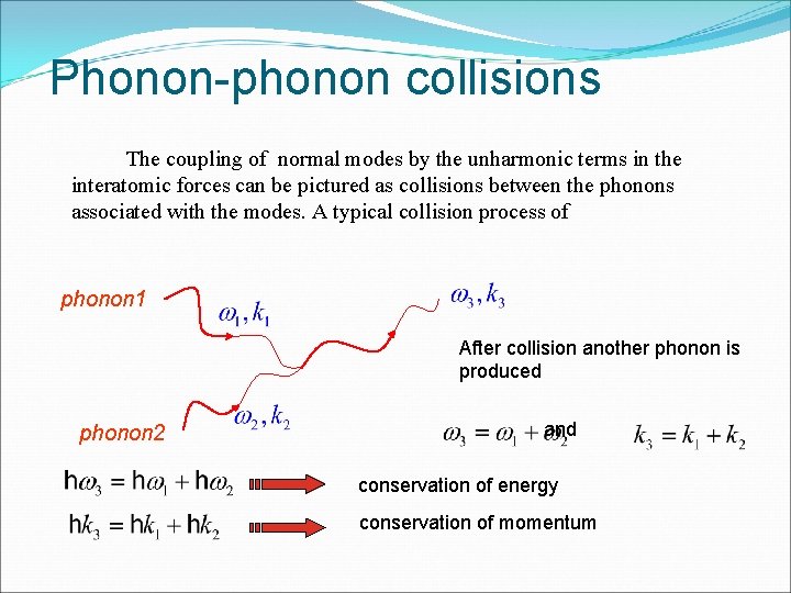 Phonon-phonon collisions The coupling of normal modes by the unharmonic terms in the interatomic