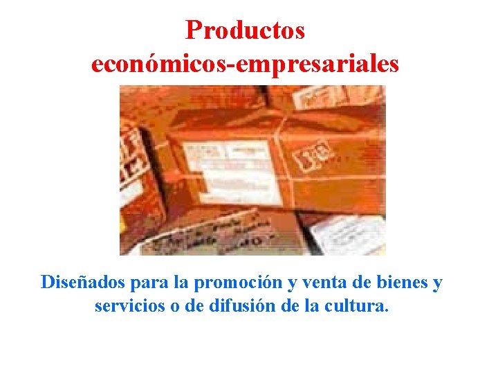 Productos económicos-empresariales Diseñados para la promoción y venta de bienes y servicios o de