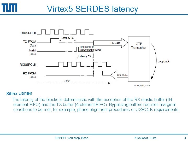 Virtex 5 SERDES latency Xilinx UG 196: The latency of the blocks is deterministic