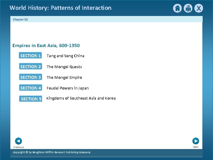 World History: Patterns of Interaction Chapter 12 Empires in East Asia, 600 -1350 SECTION