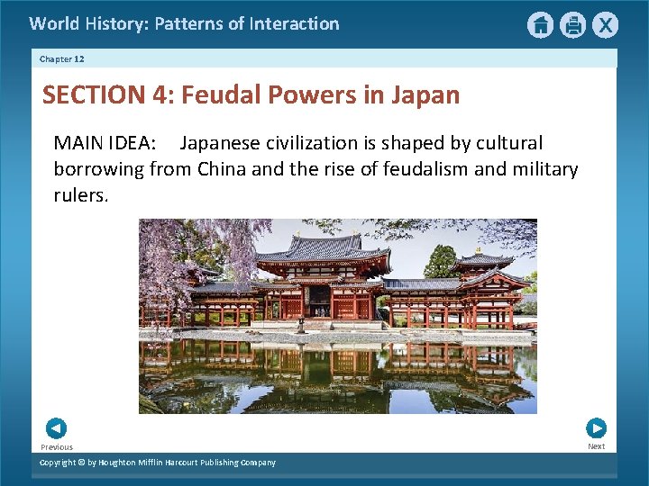 World History: Patterns of Interaction Chapter 12 SECTION 4: Feudal Powers in Japan MAIN