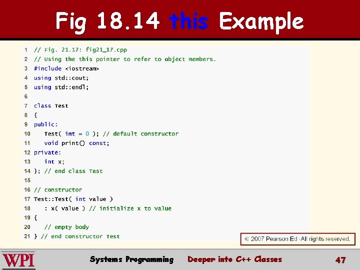 Fig 18. 14 this Example Systems Programming Deeper into C++ Classes 47 