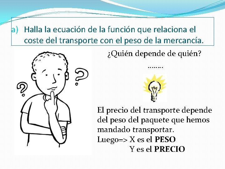 a) Halla la ecuación de la función que relaciona el coste del transporte con