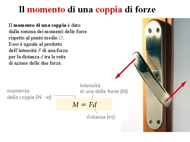 Il momento di una coppia di forze Il momento di una coppia è dato