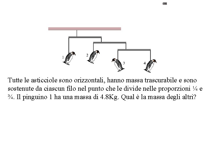 Tutte le asticciole sono orizzontali, hanno massa trascurabile e sono sostenute da ciascun filo