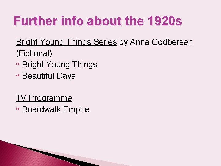 Further info about the 1920 s Bright Young Things Series by Anna Godbersen (Fictional)