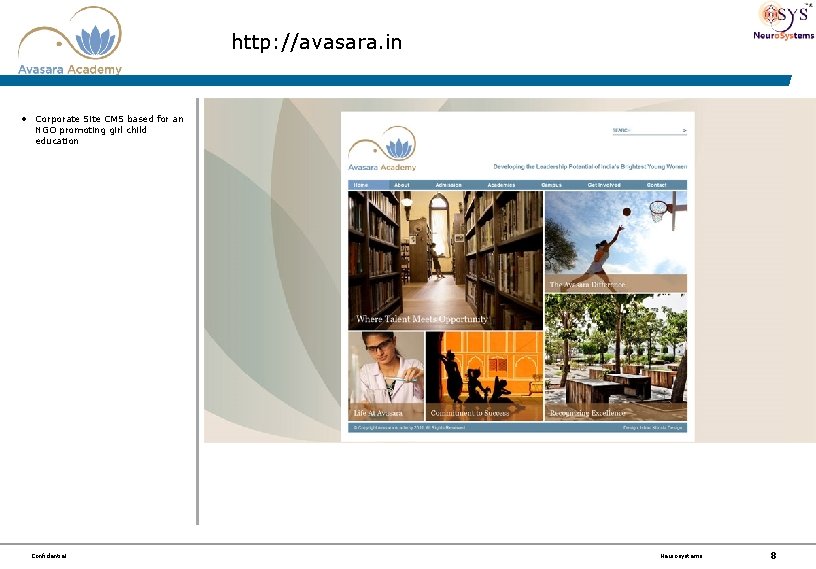 http: //avasara. in • Corporate Site CMS based for an NGO promoting girl child