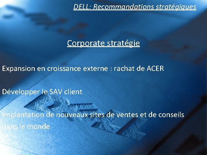 DELL I Prsentation II Mtier et domaines dactivits
