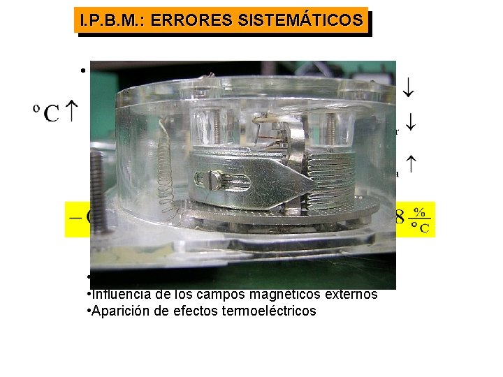 I. P. B. M. : ERRORES SISTEMÁTICOS • Variación de la temperatura Modificación de