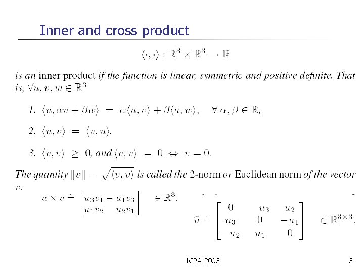 Inner and cross product ICRA 2003 3 