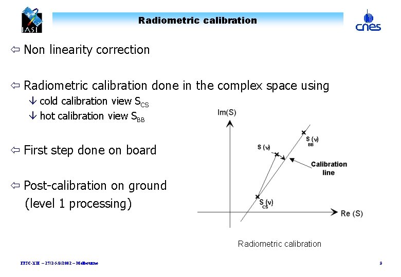 Radiometric calibration ï Non linearity correction ï Radiometric calibration done in the complex space