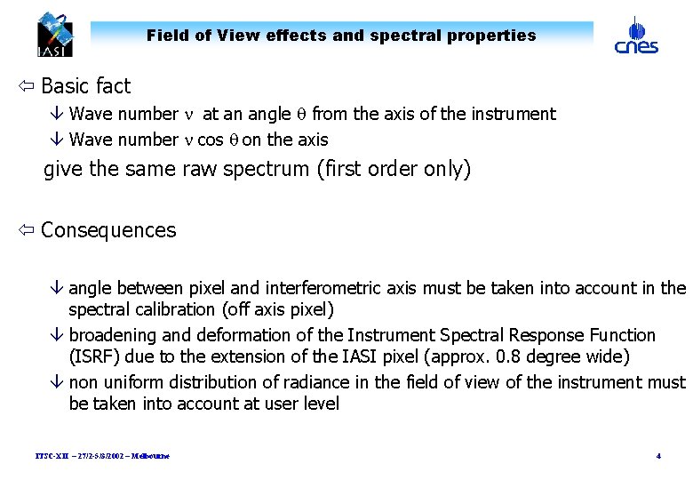 Field of View effects and spectral properties ï Basic fact â Wave number n