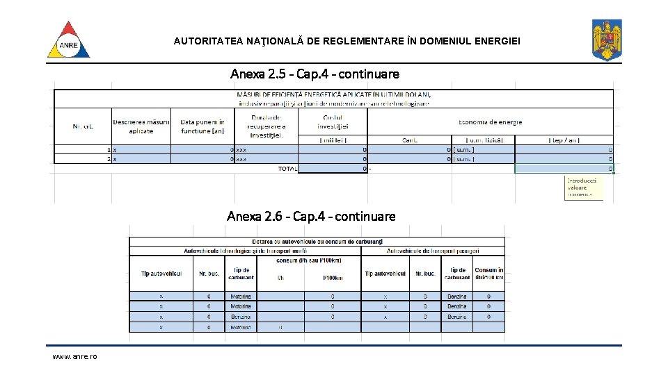 AUTORITATEA NAŢIONALĂ DE REGLEMENTARE ÎN DOMENIUL ENERGIEI Anexa 2. 5 - Cap. 4 -