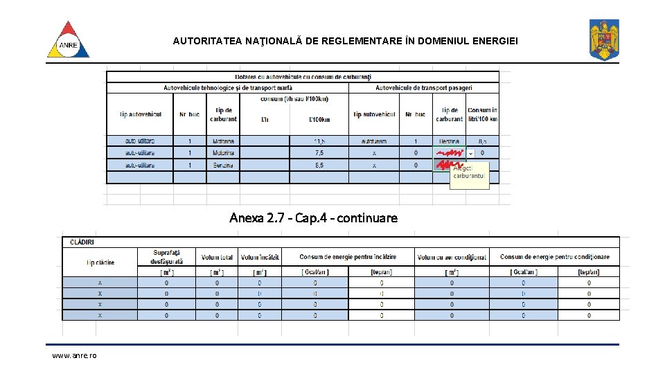 AUTORITATEA NAŢIONALĂ DE REGLEMENTARE ÎN DOMENIUL ENERGIEI Anexa 2. 7 - Cap. 4 -