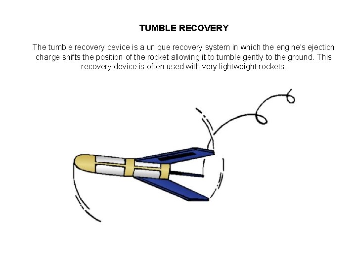 TUMBLE RECOVERY The tumble recovery device is a unique recovery system in which the