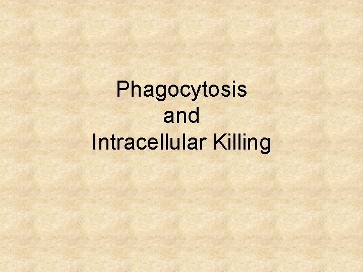 Phagocytosis and Intracellular Killing 